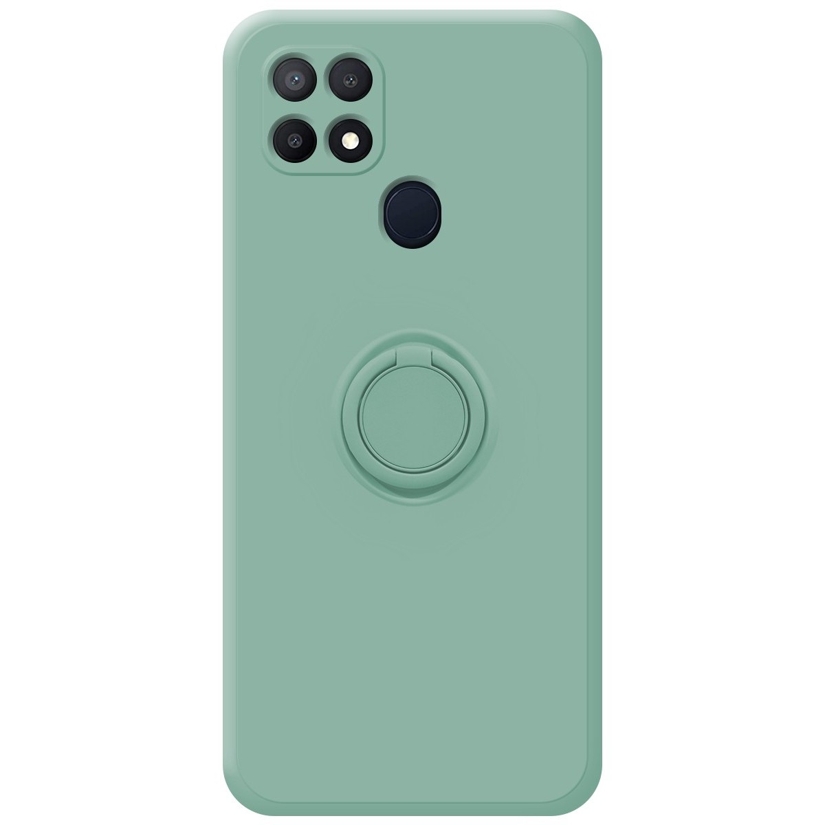 Funda Silicona Líquida Ultra Suave con Anillo para Oppo A15 color Verde