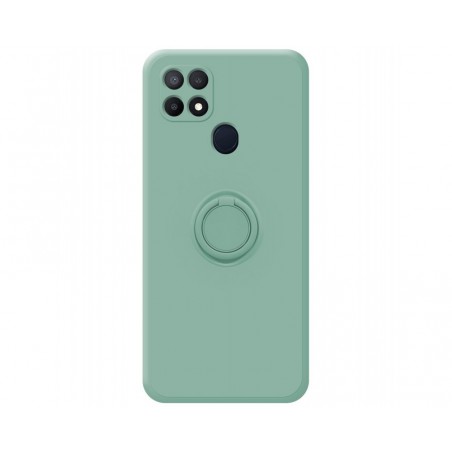 Funda Silicona Líquida Ultra Suave con Anillo para Oppo A15 color Verde