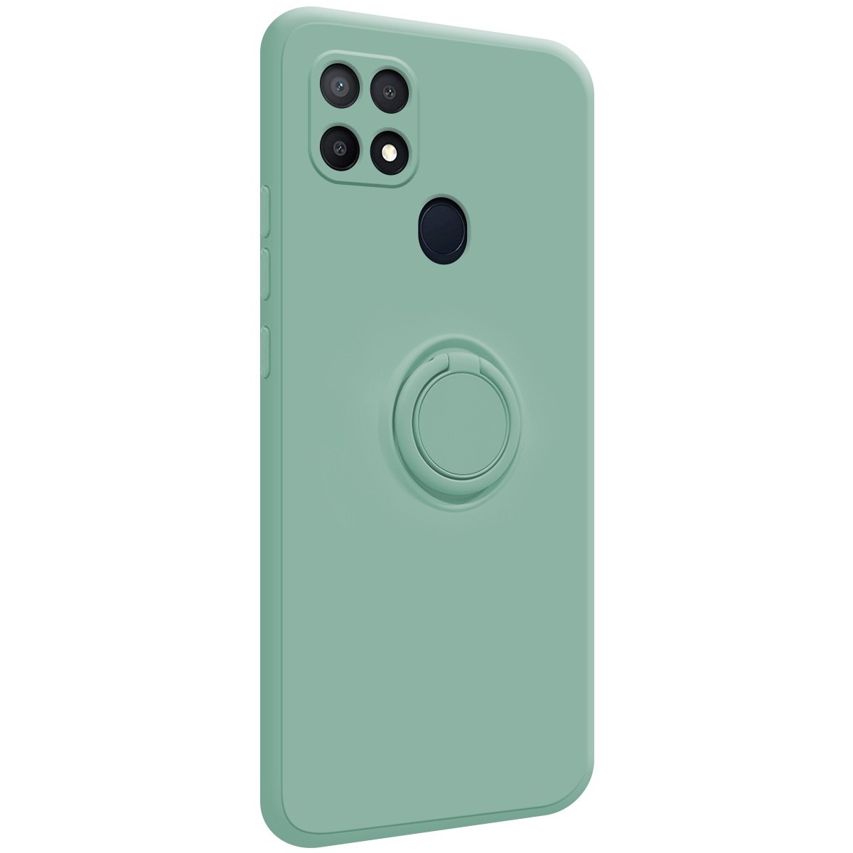 Funda Silicona Líquida Ultra Suave con Anillo para Oppo A15 color Verde