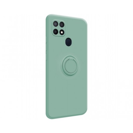 Funda Silicona Líquida Ultra Suave con Anillo para Oppo A15 color Verde