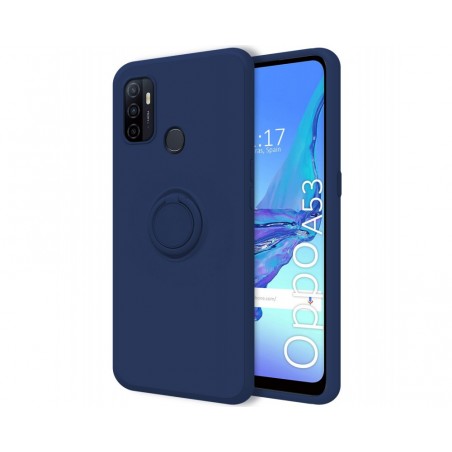 Funda Silicona Líquida Ultra Suave con Anillo para Oppo A53 / A53s color Azul