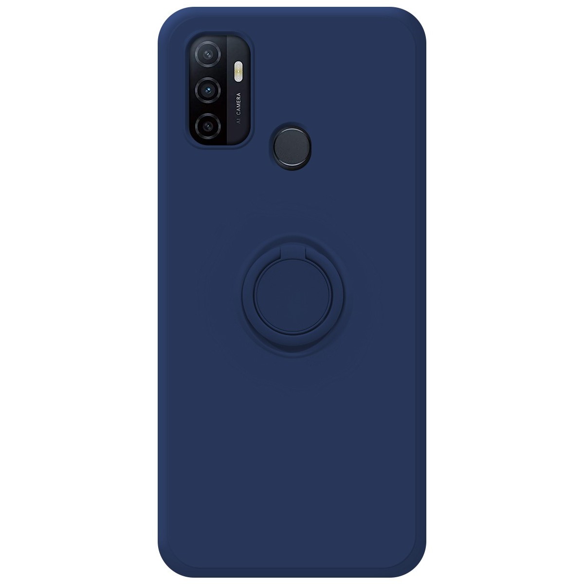 Funda Silicona Líquida Ultra Suave con Anillo para Oppo A53 / A53s color Azul