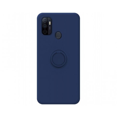Funda Silicona Líquida Ultra Suave con Anillo para Oppo A53 / A53s color Azul