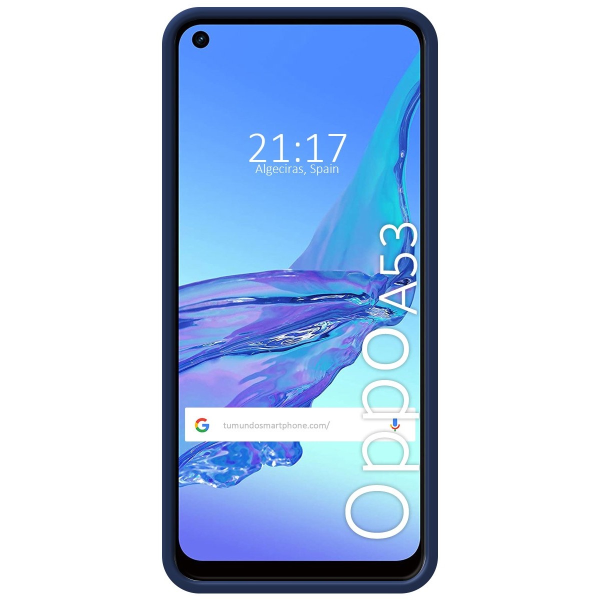 Funda Silicona Líquida Ultra Suave con Anillo para Oppo A53 / A53s color Azul