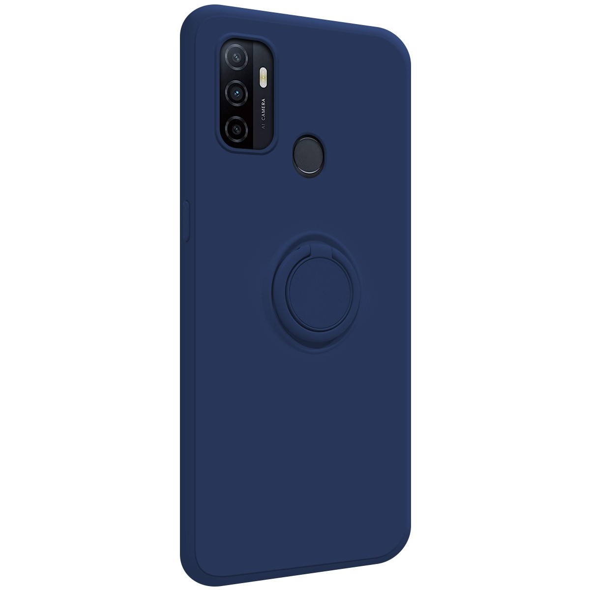 Funda Silicona Líquida Ultra Suave con Anillo para Oppo A53 / A53s color Azul