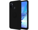 Funda Silicona Líquida Ultra Suave con Anillo para Oppo A53 / A53s color Negro