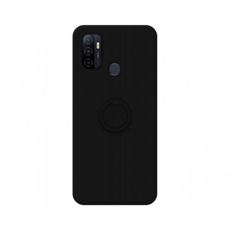 Funda Silicona Líquida Ultra Suave con Anillo para Oppo A53 / A53s color Negro