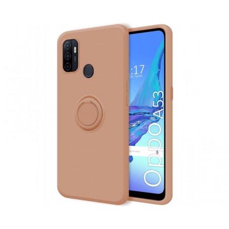 Funda Silicona Líquida Ultra Suave con Anillo para Oppo A53 / A53s color Rosa