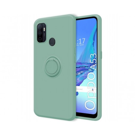 Funda Silicona Líquida Ultra Suave con Anillo para Oppo A53 / A53s color Verde