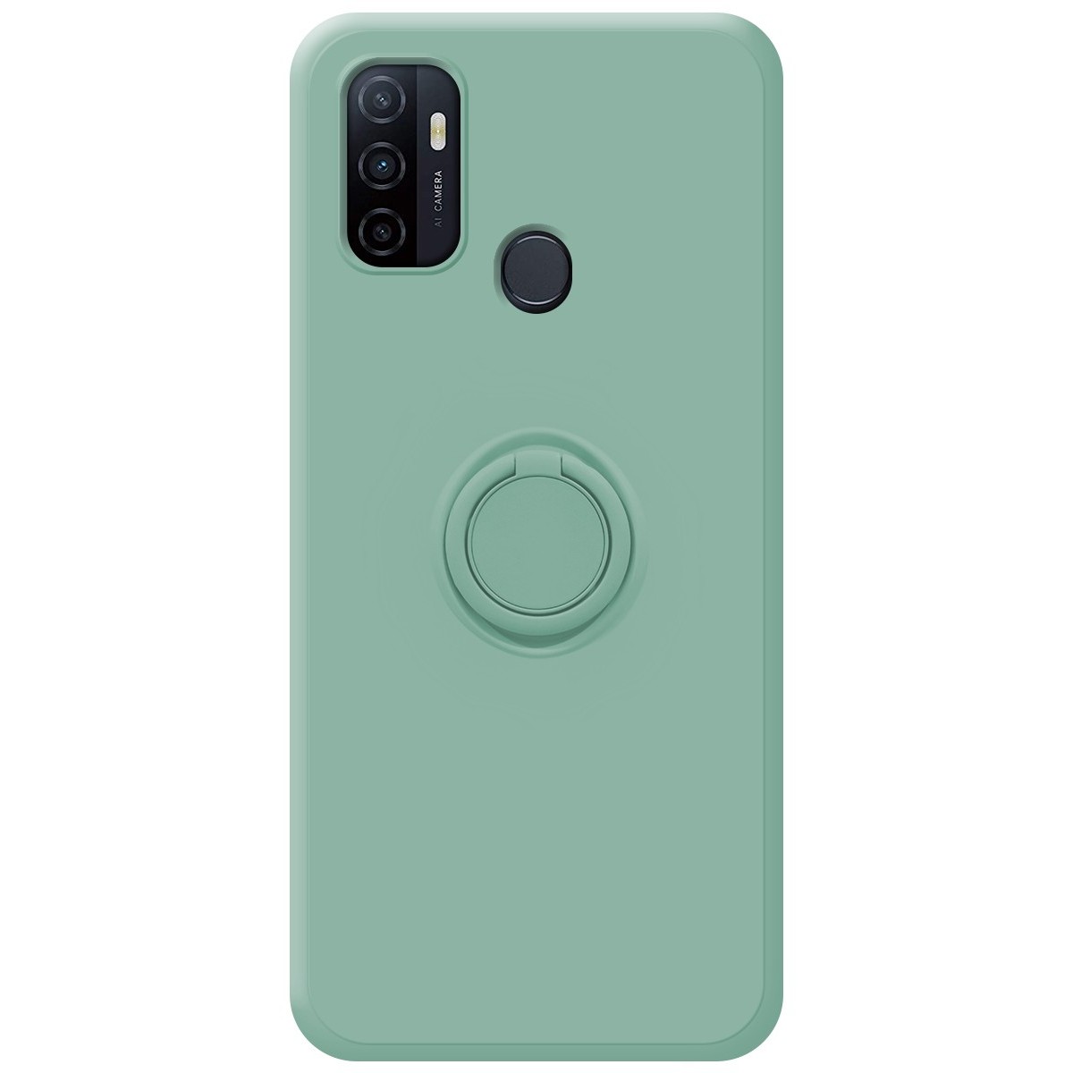 Funda Silicona Líquida Ultra Suave con Anillo para Oppo A53 / A53s color Verde