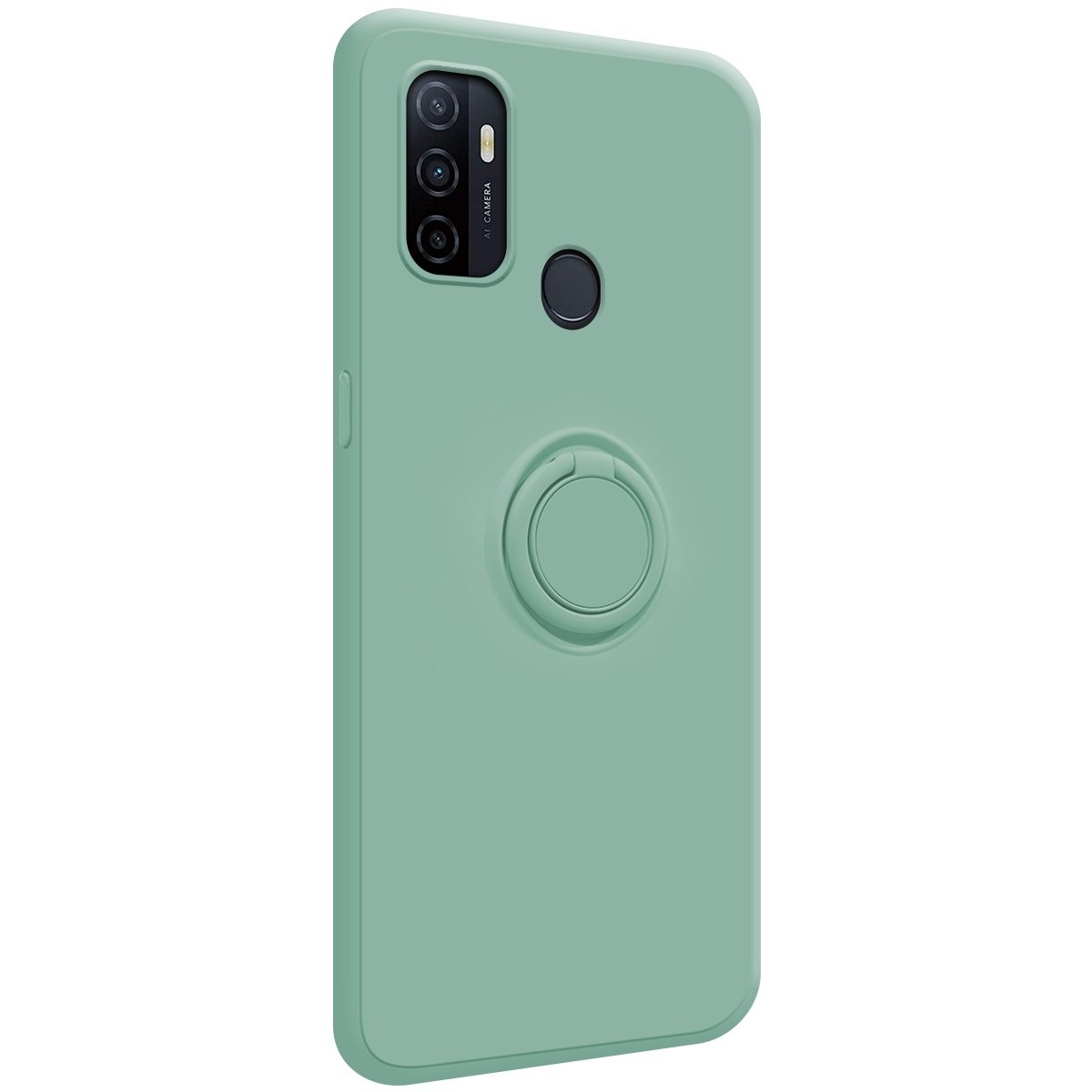 Funda Silicona Líquida Ultra Suave con Anillo para Oppo A53 / A53s color Verde