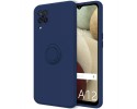 Funda Silicona Líquida Ultra Suave con Anillo para Samsung Galaxy A12 / M12 color Azul