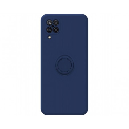 Funda Silicona Líquida Ultra Suave con Anillo para Samsung Galaxy A12 / M12 color Azul