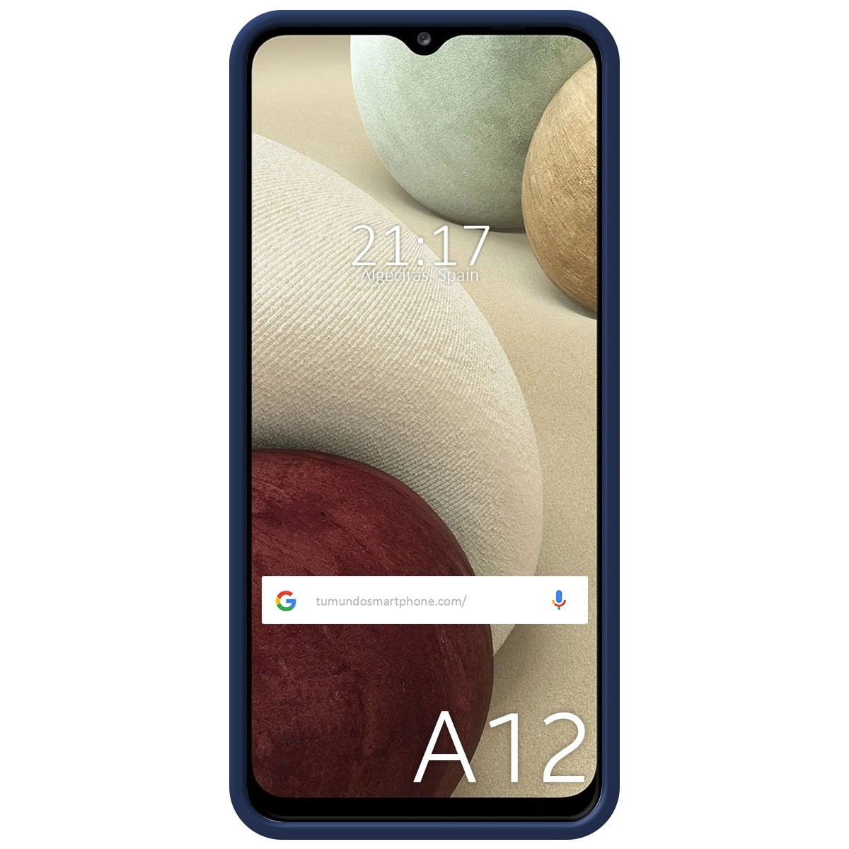 Funda Silicona Líquida Ultra Suave con Anillo para Samsung Galaxy A12 / M12 color Azul