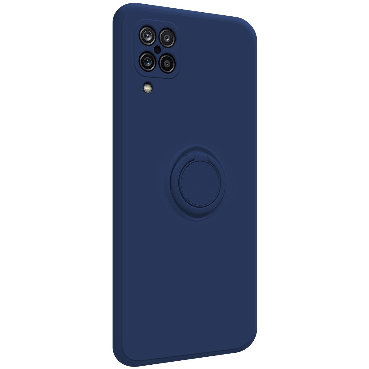 Funda Silicona Líquida Ultra Suave con Anillo para Samsung Galaxy A12 / M12 color Azul