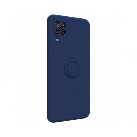 Funda Silicona Líquida Ultra Suave con Anillo para Samsung Galaxy A12 / M12 color Azul