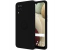 Funda Silicona Líquida Ultra Suave con Anillo para Samsung Galaxy A12 / M12 color Negro