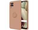 Funda Silicona Líquida Ultra Suave con Anillo para Samsung Galaxy A12 / M12 color Rosa
