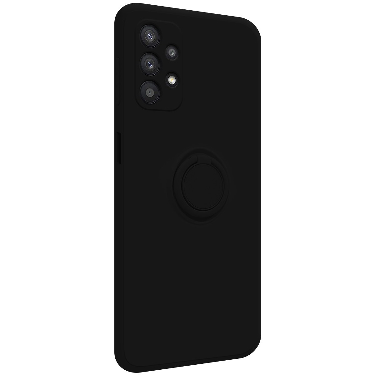 Funda Silicona Líquida Ultra Suave con Anillo para Samsung Galaxy A32 5G color Negro