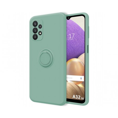Funda Silicona Líquida Ultra Suave con Anillo para Samsung Galaxy A32 5G color Verde
