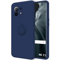 Funda Silicona Líquida Ultra Suave con Anillo para Xiaomi Mi 11 / Mi 11 Pro color Azul