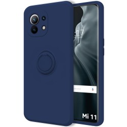 Funda Silicona Líquida Ultra Suave con Anillo para Xiaomi Mi 11 5G color Azul