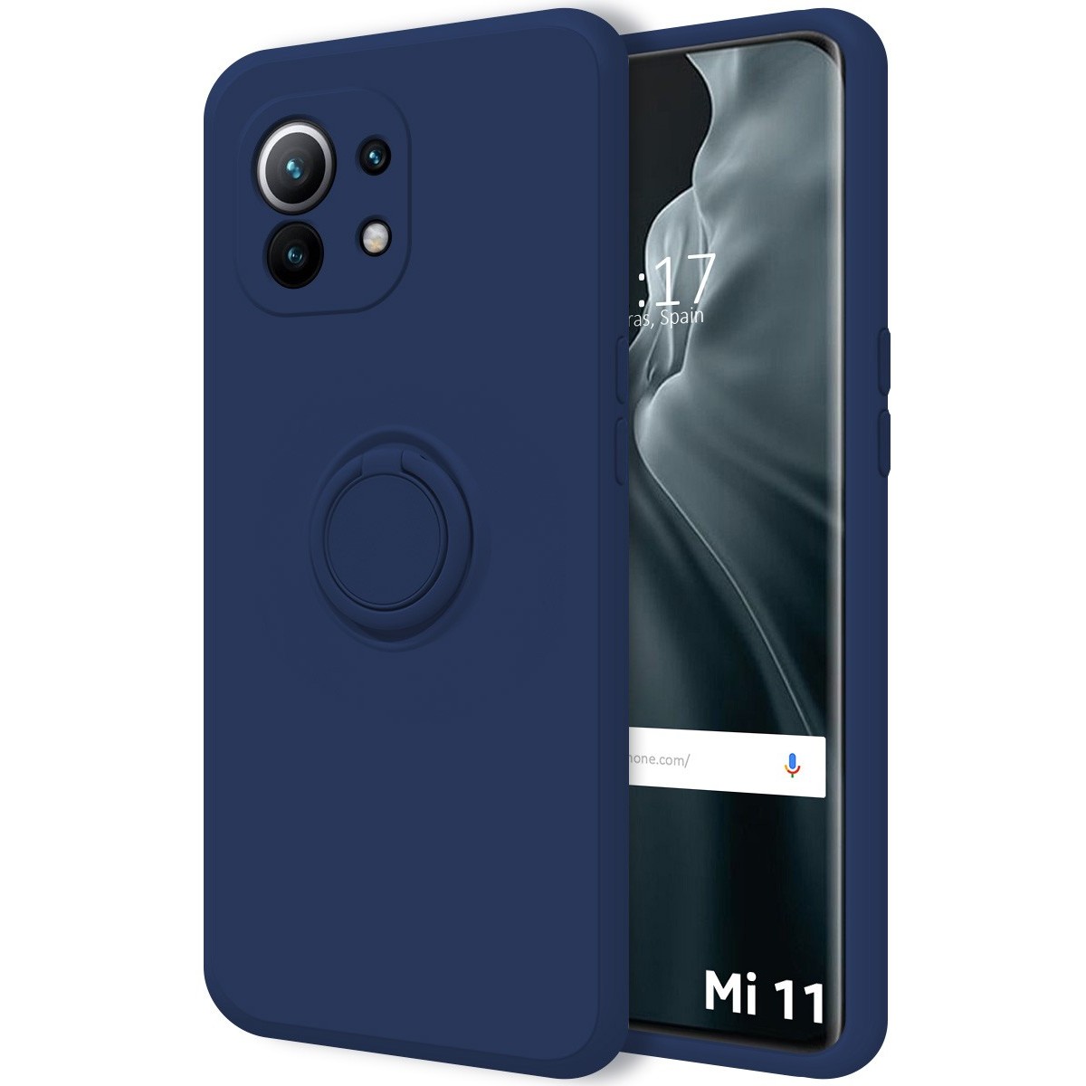 Funda Silicona Líquida Ultra Suave con Anillo para Xiaomi Mi 11 5G color Azul
