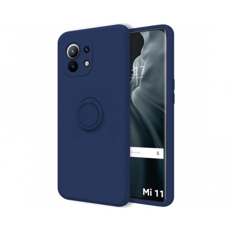 Funda Silicona Líquida Ultra Suave con Anillo para Xiaomi Mi 11 5G color Azul