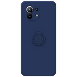 Funda Silicona Líquida Ultra Suave con Anillo para Xiaomi Mi 11 5G color Azul 2