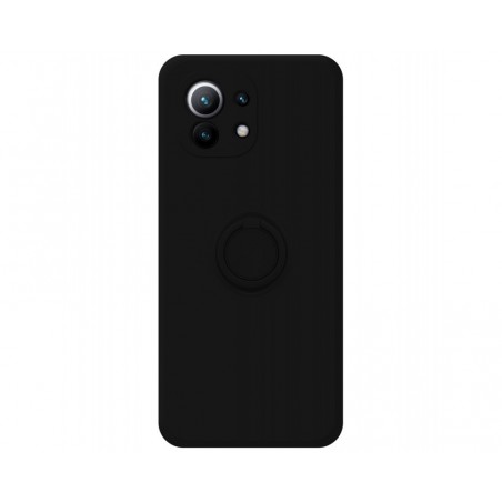 Funda Silicona Líquida Ultra Suave con Anillo para Xiaomi Mi 11 5G color Negro