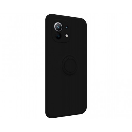 Funda Silicona Líquida Ultra Suave con Anillo para Xiaomi Mi 11 5G color Negro