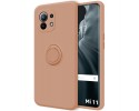Funda Silicona Líquida Ultra Suave con Anillo para Xiaomi Mi 11 5G color Rosa