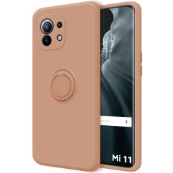 Funda Silicona Líquida Ultra Suave con Anillo para Xiaomi Mi 11 5G color Rosa