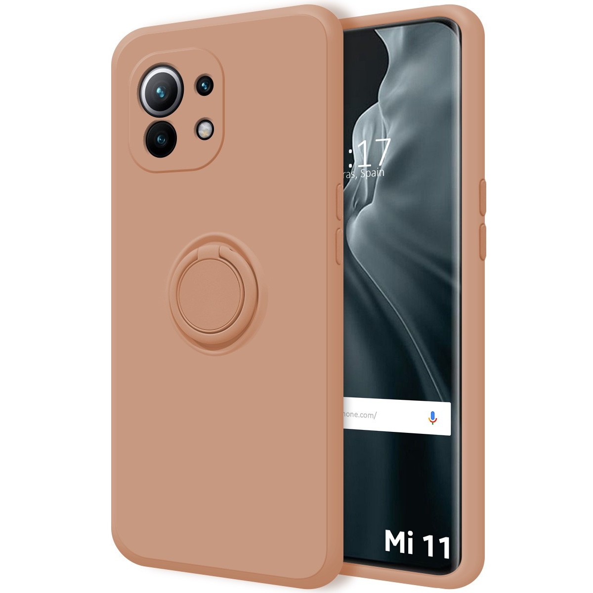 Funda Silicona Líquida Ultra Suave con Anillo para Xiaomi Mi 11 5G color Rosa