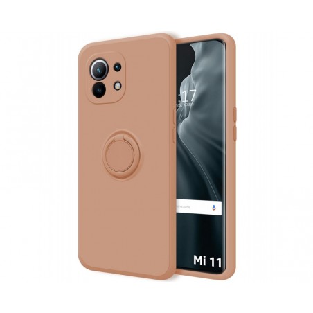 Funda Silicona Líquida Ultra Suave con Anillo para Xiaomi Mi 11 5G color Rosa