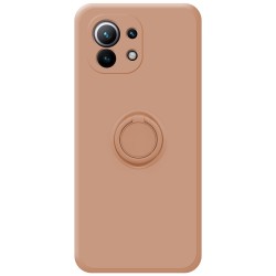 Funda Silicona Líquida Ultra Suave con Anillo para Xiaomi Mi 11 5G color Rosa 2