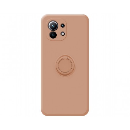 Funda Silicona Líquida Ultra Suave con Anillo para Xiaomi Mi 11 5G color Rosa