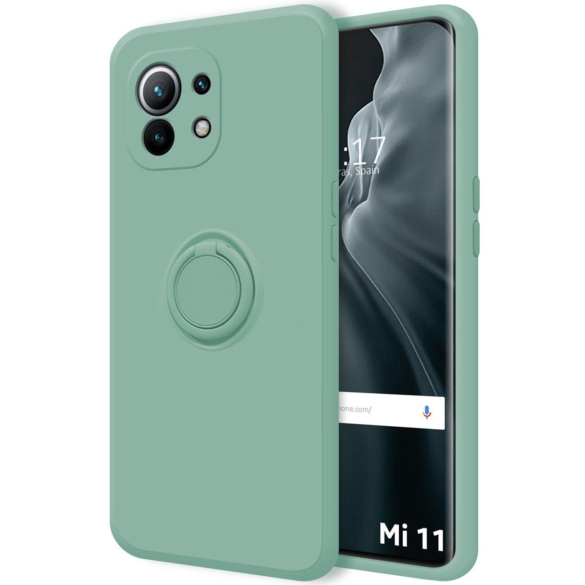 Funda Silicona Líquida Ultra Suave con Anillo para Xiaomi Mi 11 5G color Verde