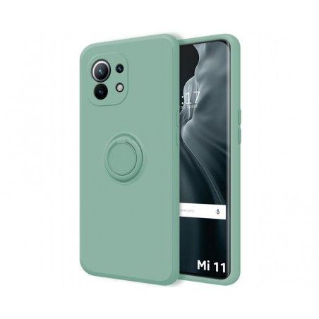 Funda Silicona Líquida Ultra Suave con Anillo para Xiaomi Mi 11 5G color Verde