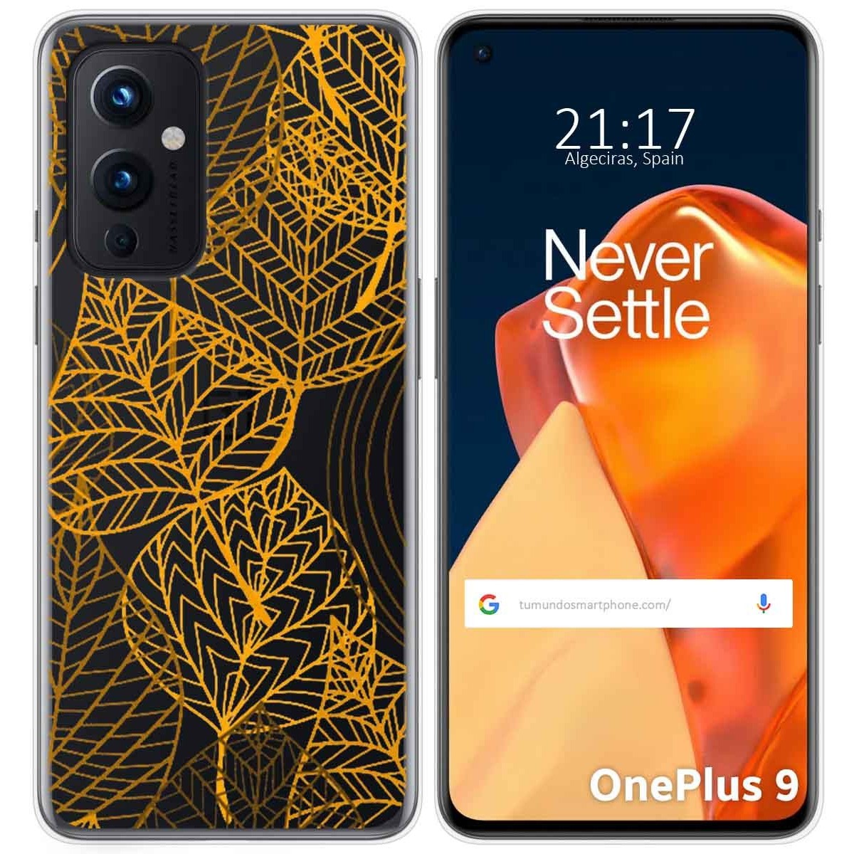 Funda Gel Transparente para OnePlus 9 5G diseño Hojas Dibujos