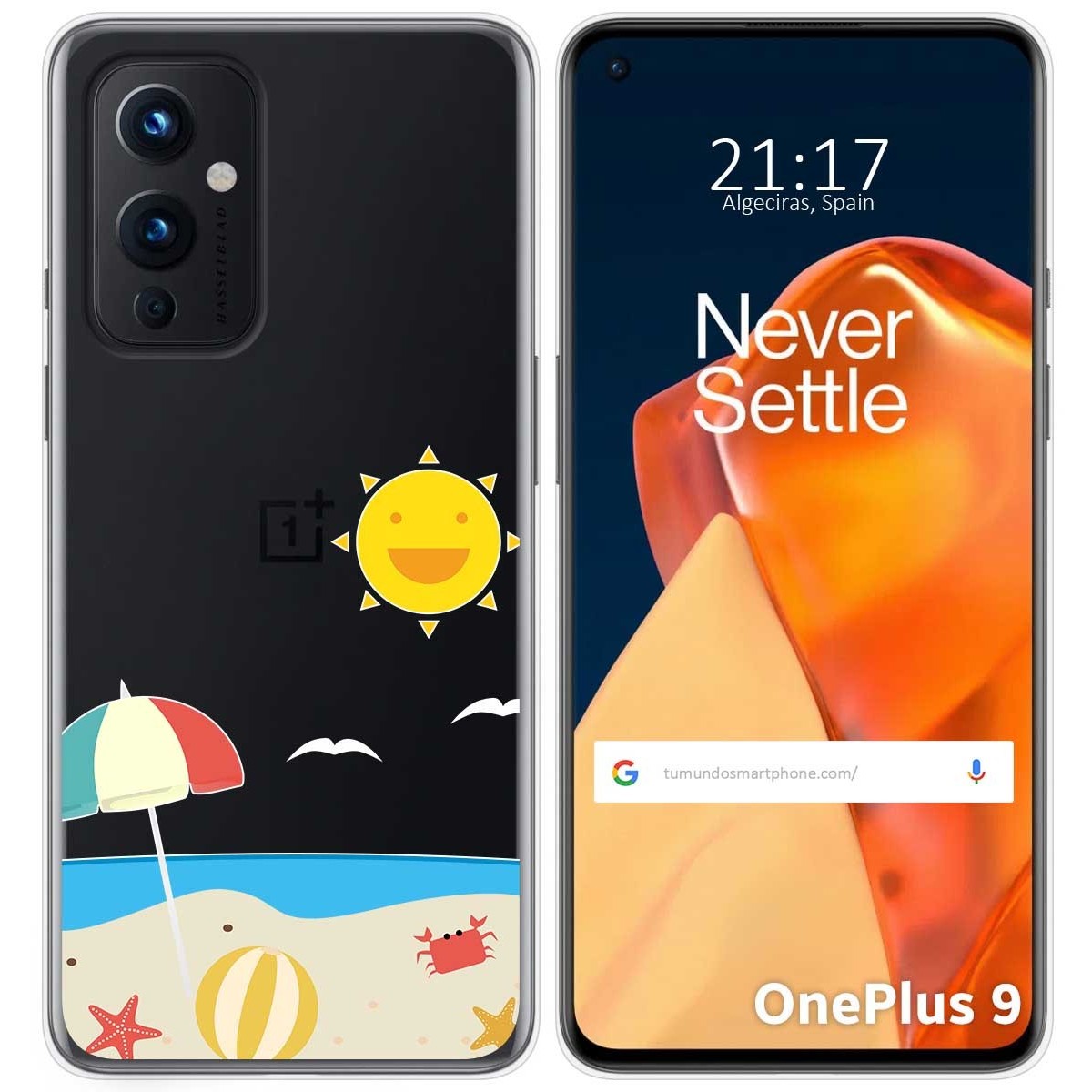 Funda Gel Transparente para OnePlus 9 5G diseño Playa Dibujos