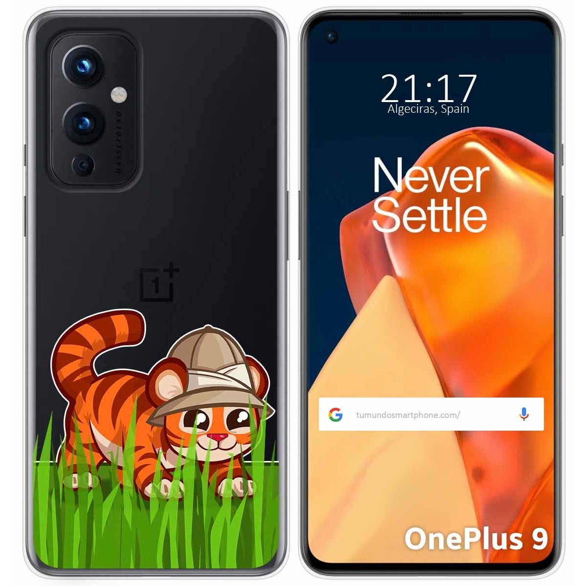 Funda Gel Transparente para OnePlus 9 5G diseño Tigre Dibujos