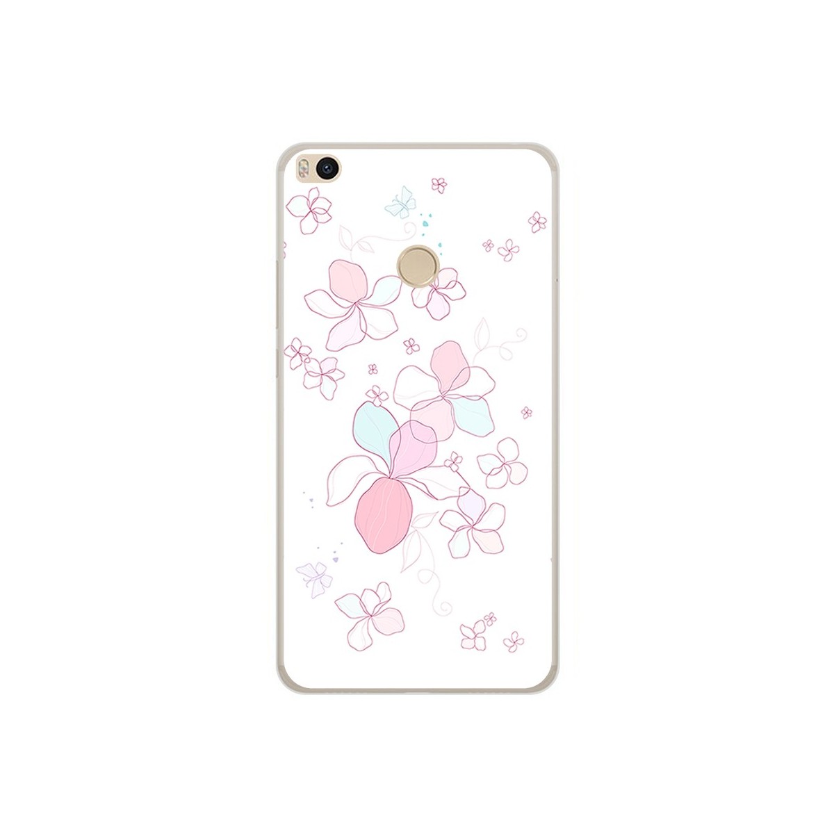 Funda Gel Tpu para Xiaomi Mi Max 2 Diseño Flores Minimal Dibujos