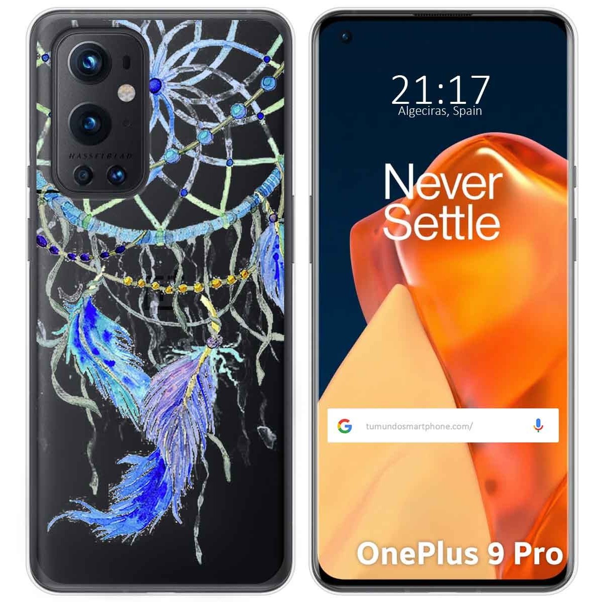 Funda Gel Transparente para OnePlus 9 Pro 5G diseño Plumas Dibujos