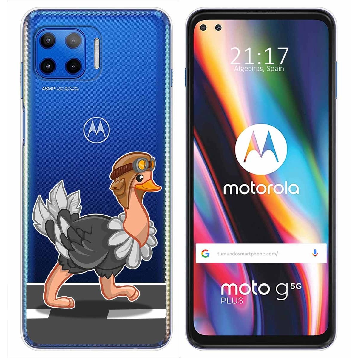Funda Gel Transparente para Motorola Moto G 5G Plus diseño Avestruz Dibujos