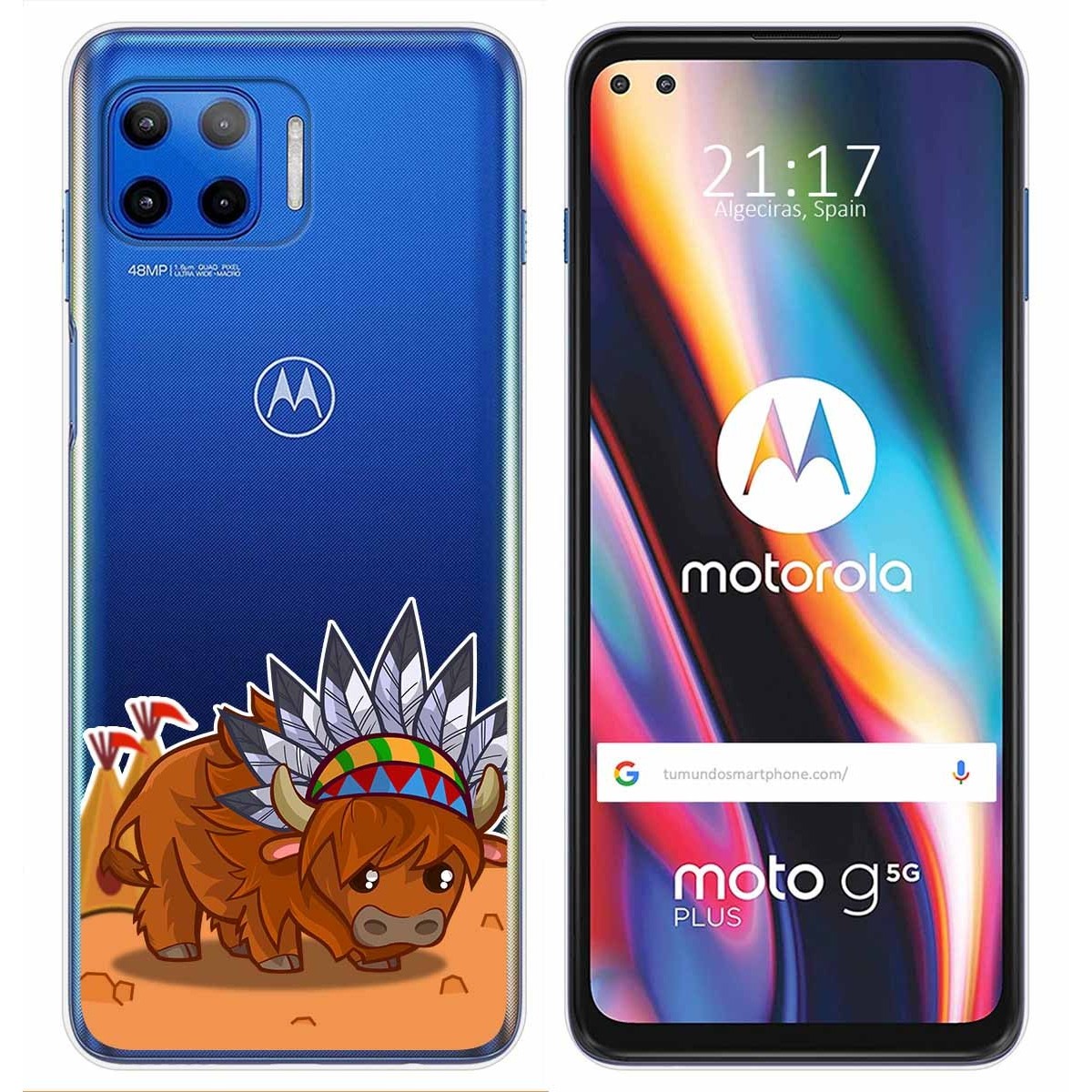 Funda Gel Transparente para Motorola Moto G 5G Plus diseño Bufalo Dibujos