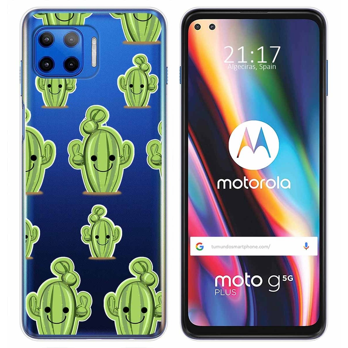 Funda Gel Transparente para Motorola Moto G 5G Plus diseño Cactus Dibujos