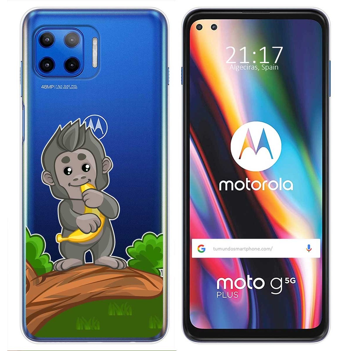 Funda Gel Transparente para Motorola Moto G 5G Plus diseño Mono Dibujos