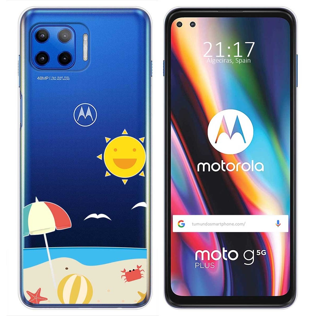 Funda Gel Transparente para Motorola Moto G 5G Plus diseño Playa Dibujos