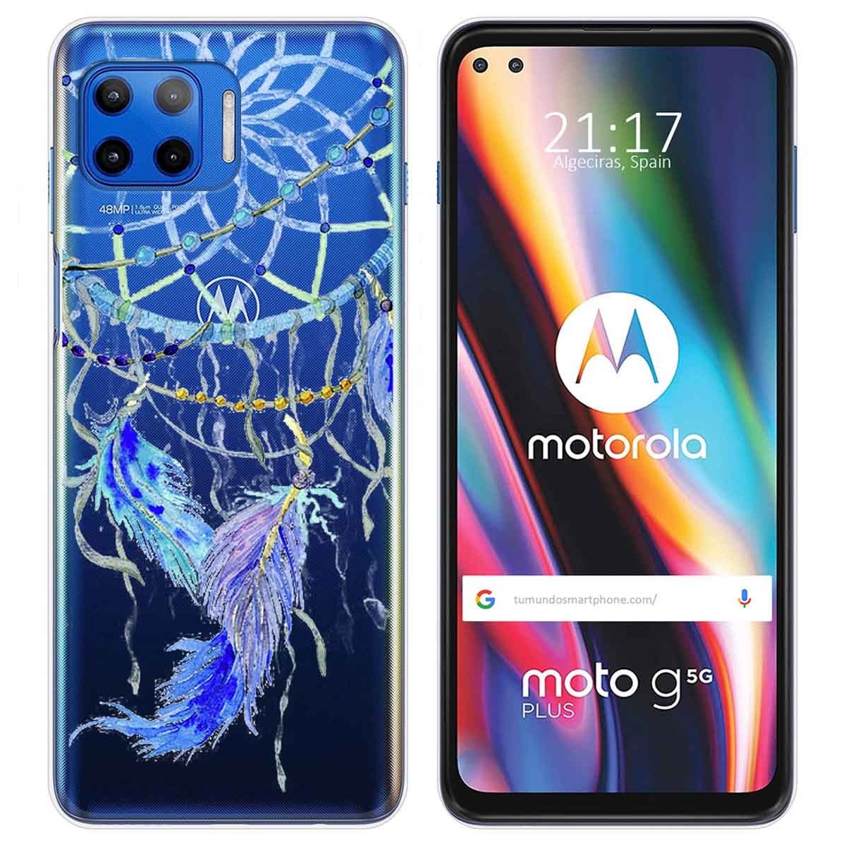 Funda Gel Transparente para Motorola Moto G 5G Plus diseño Plumas Dibujos